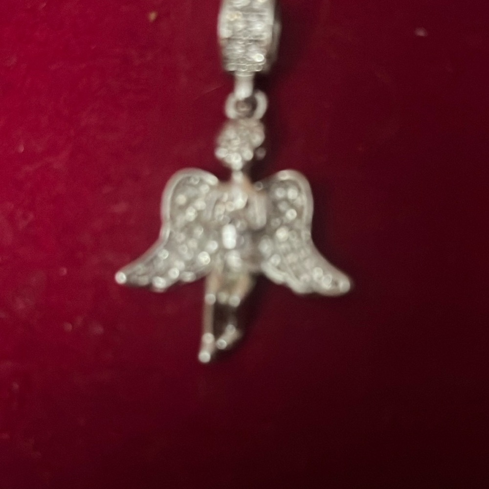 Sparkling Silver Angel Necklace with Rhinestone Embellishments